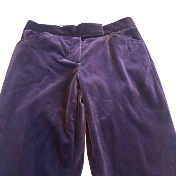 Theory Velvet Pants Slacks Flare Leg Cotton Purple Office Casual Size 4 Women's - Picture 2 of 10